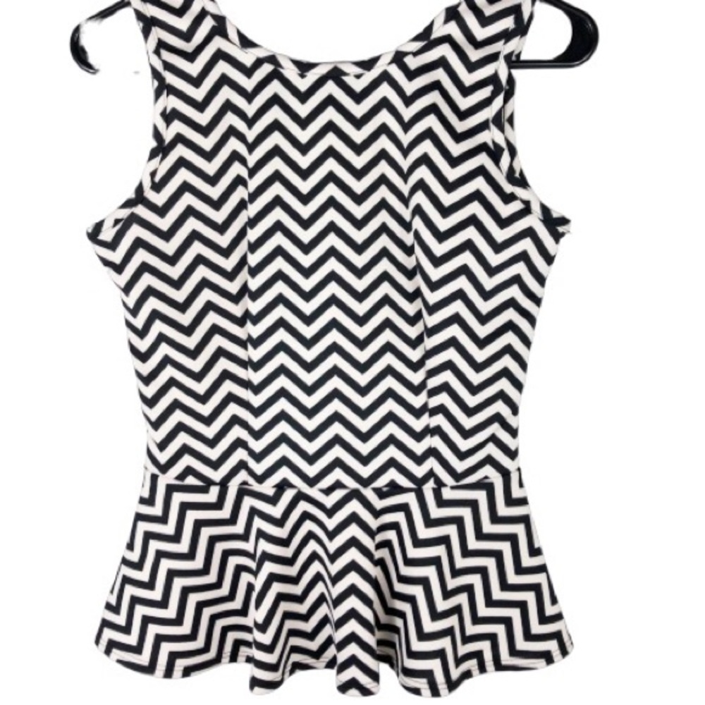 Alt. B Peplum 3 Bands On Back Sleeveless Top
